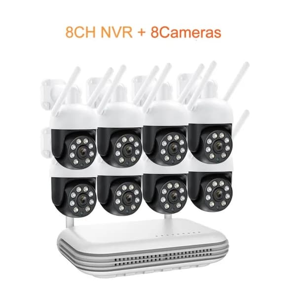 Trådløst sikkerhedskamerasystem, automatisk sporing, natvision, , None, 8CH 2Pcs Cameras