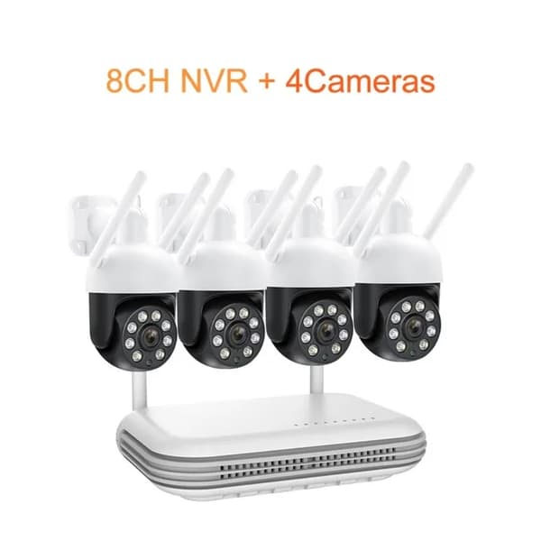 Trådløst sikkerhedskamerasystem, automatisk sporing, natvision, , None, 8CH 2Pcs Cameras