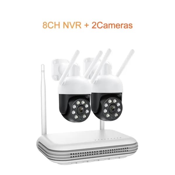 Trådløst sikkerhedskamerasystem, automatisk sporing, natvision, , None, 8CH 2Pcs Cameras