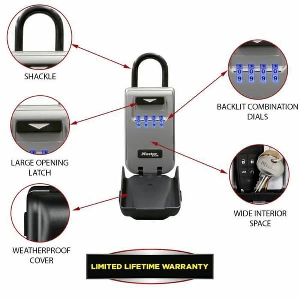 Kassaskåp Master Lock 5424EURD Nycklar Grå Metall 17,5 x 7,2 x 5,2 cm