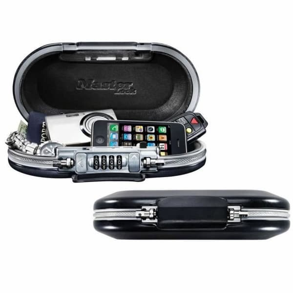 Kannettava kassakaappi turvakaapelilla Master Lock 5900EURD Musta ABS 6 x 12,9 x 24 cm