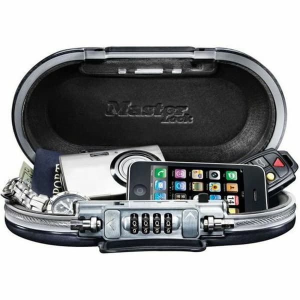 Kannettava kassakaappi turvakaapelilla Master Lock 5900EURD Musta ABS 6 x 12,9 x 24 cm