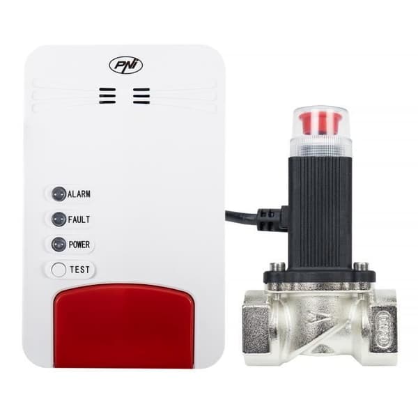 PNI Safe House Dual Gas 250LR kit med 2 kolmonoxid (CO) och naturgassensorer och en 3/4 tums magnetventil