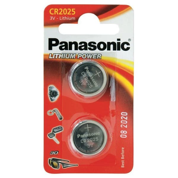 Batterier - PANASONIC - CR 2025 - Litium 3V - Blister med 2 - Hög kvalitet