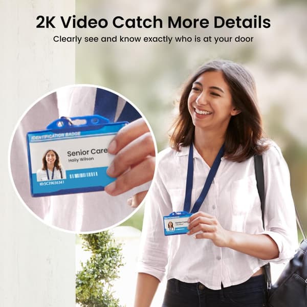 Trådløs Video Dørklokke, 2K HD Klarhed, 170° Ultra Bred Vinkel, Smart Home Kompatibilitet