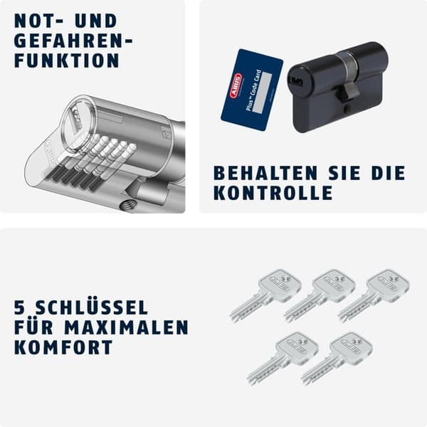 Säkerhetsdel till hemmet Abus - 968044 - Profilcylinder D6XBL 30/40 med kodkort och 5 nycklar - Svart