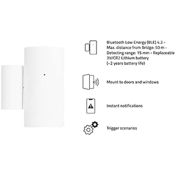 Hombli Smart Bluetooth Kontakt sensor med omedelbara meddelanden | Trådlös smart dörr- och fönstersensor med