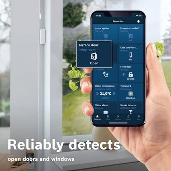 Dörr-/fönsterkontakt II Bosch Smart Home [+M], intelligent sensor för energieffektiv uppvärmning, flexibel användning