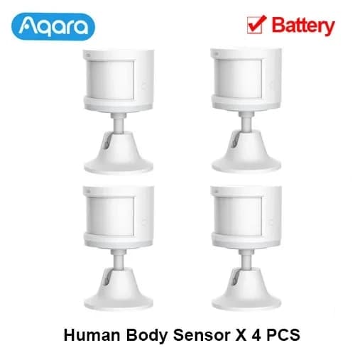 Aqara Menneskekropssensor, Zigbee Kommunikation, 7m Detektionsafstand,4 stk. kropssensor