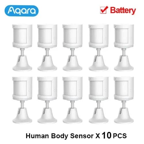 Aqara Menneskekropssensor, Zigbee Kommunikation, 7m Detektionsafstand,10 stk. kropssensor
