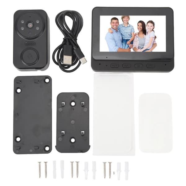 Visuell Intercom Dörrklocka, 1080P HD Kamera, Infraröd Nattseende,svart