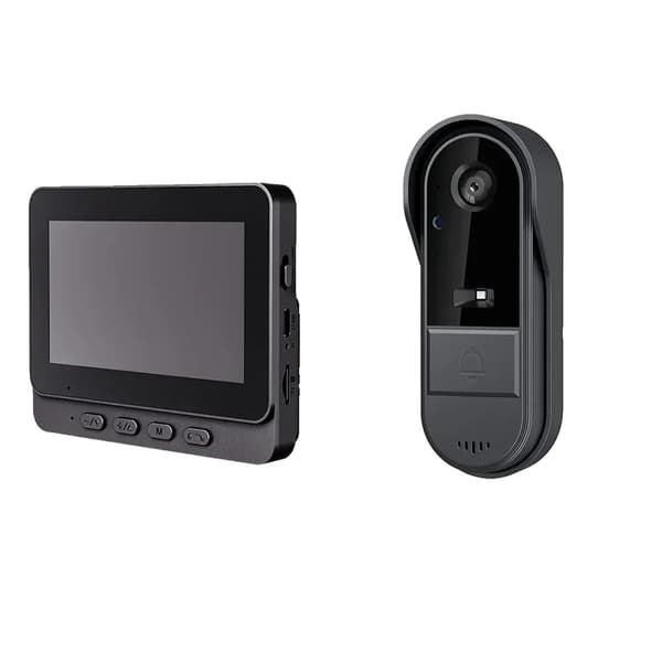 Smart video dørklokke, 4,3 tommer skærm, 1280x720 opløsning,Hvid 128G Kort