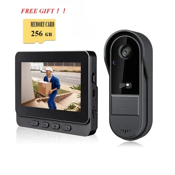 Trådløs Video Dørklokke, 4,3-tommer Skærm, HD 720p Opløsning,GRATIS 256G SD-kort