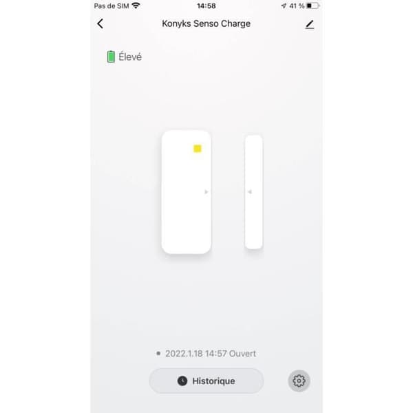 Konyks Senso Charge 2 - Batteridriven Wi-Fi-öppningsdetektor för dörr och fönster, 1 års batteritid, Smartphone-aviseringar