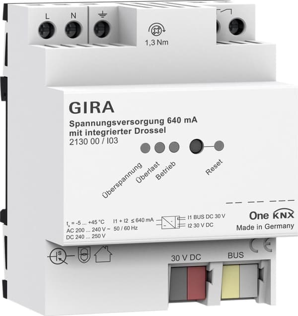 GIRA strømforsyning 640 mA med KNX drossel ONE 213000