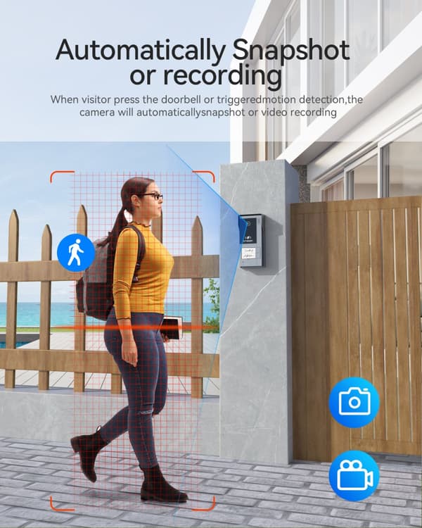 WiFi Video Intercom System, 7 Tommer Farvetouchskærm, 1080P Kamera, To-vejs Lyd