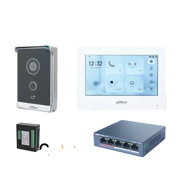 Dahua IP Video Intercom, Farvet Touchskærm, Induktiv Kortadgang,1 DB 1 hvid Skærm