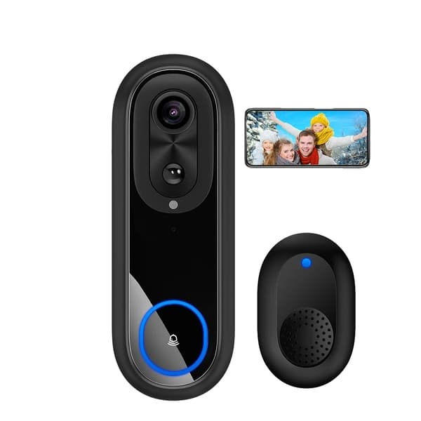 Video Dørklokke, 1080P Kamera, 7000mAh Batteri, IP65 Vandtæt,Dørklokke sæt