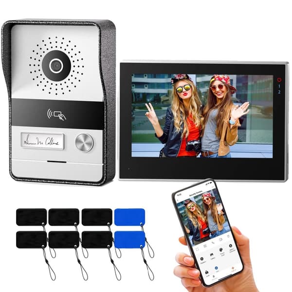 Video dørtelefon, WiFi-forbindelse, 1080P touchscreen monitor