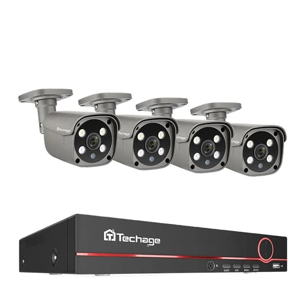 POE Kamera System, 5MP Opløsning, AI Ansigtsgenkendelse, 3T (udendørs sport), 8CH 4stk Kamera 5MP