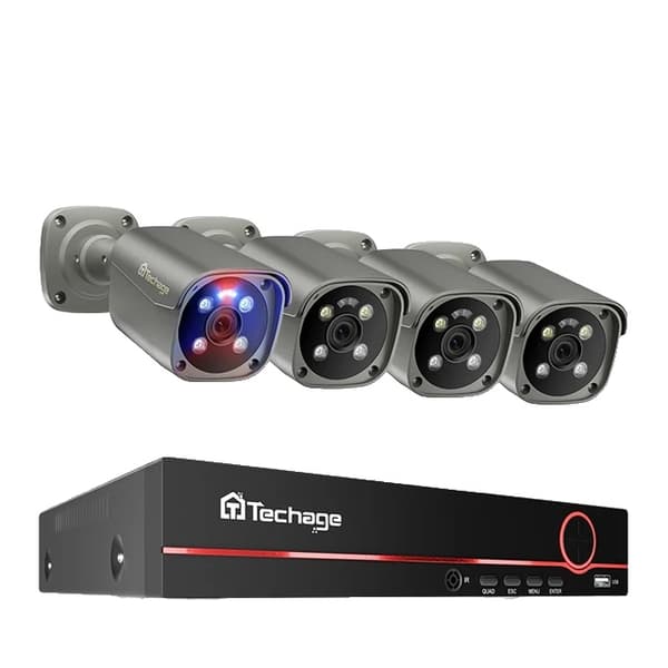 POE Kamera System, 5MP Opløsning, AI Ansigtsgenkendelse, Ingen, 8CH 4 stk Kamera 8MP
