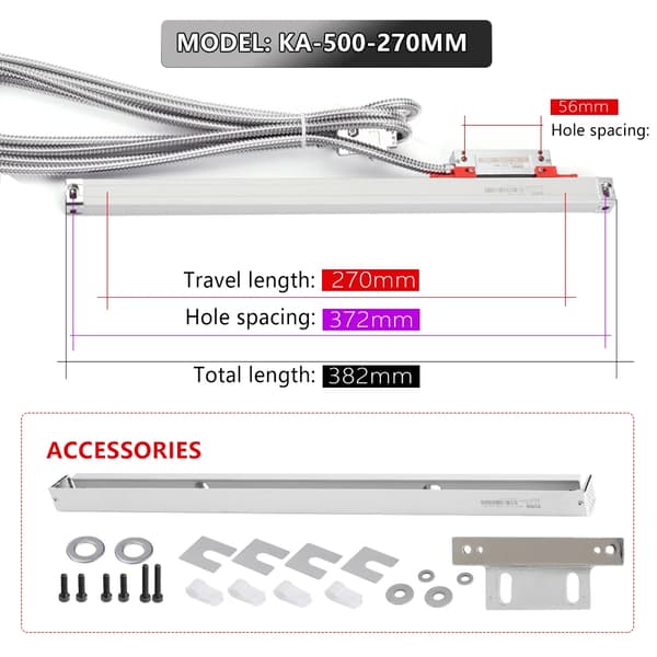 SINO Lineaarinen Mittakaava, Tarkkuusresoluutio 0,005 mm, Saatavilla useita matkapituuksia,KA500-270mm-5U