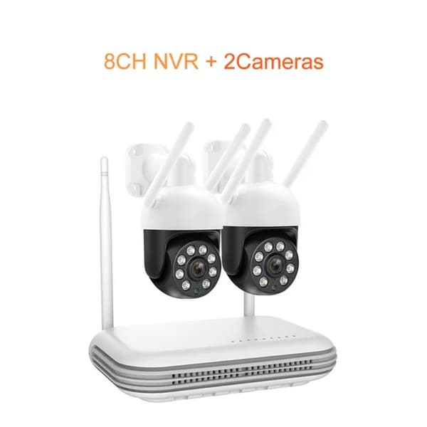 Trådlöst säkerhetskamerasystem, automatisk spårning, nattsyn, , None, 8CH 2Pcs Cameras