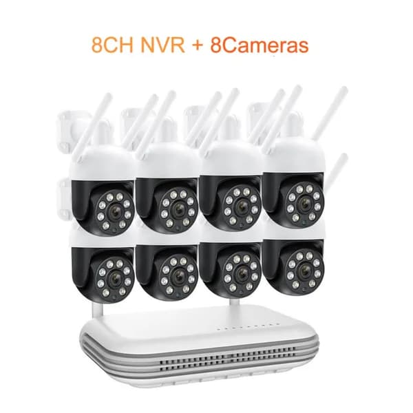 Trådløst sikkerhedskamerasystem, automatisk sporing, natvision, , None, 8CH 8Pcs Cameras