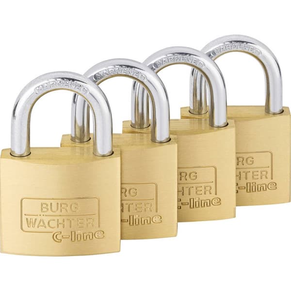 Burg Wächter 4er Set Set Quadro 222 40 SB Hänglås Lika låsning Mässing Nyckel