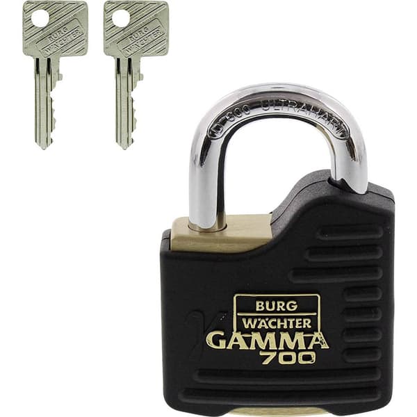 Burg Wächter Gamma 700 55 SB Hänglås Ny låsning Mässing, Svart Profilcylinder-hänglås
