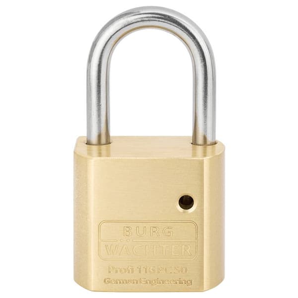 Burg Wächter 116 PC 50 Niro Hänglås Mässing Profilcylinder-hänglås
