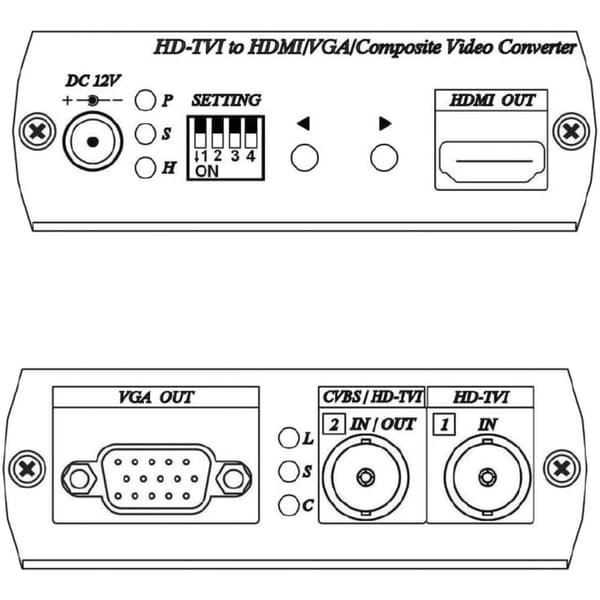 B & S Technology 1590493 1 kanal (HD-TVI, AHD, HD-CVI) TVI-HDMI-konverterare