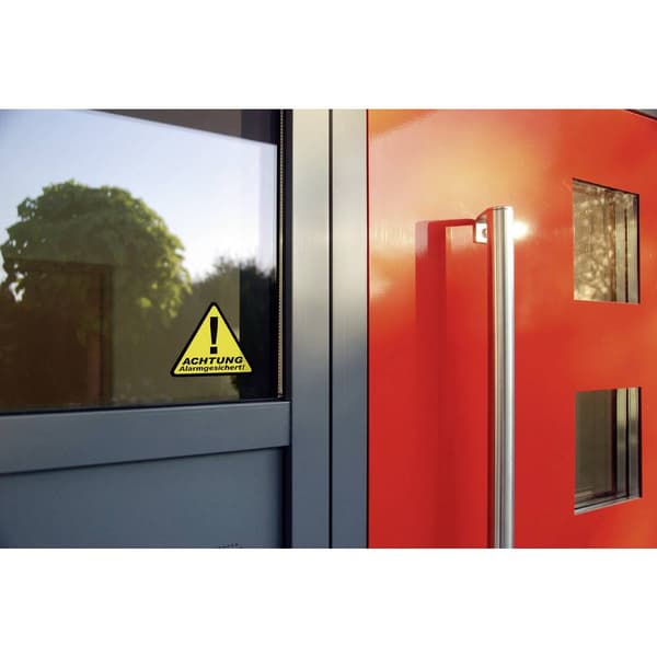 PENTATECH 40201 Varningsdekaler Varning larmsäkrat Språk Tyska Set 3 st (B x H) 85 mm x 70 mm
