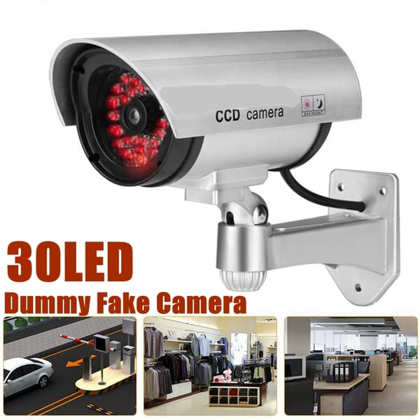 KCASA 30LED Bullet Dummy väärennetty valvontaturva CCTV domekamera vedenpitävä sisätiloissa ulkokäyttöön varoitusturvavaroitustarratarralla