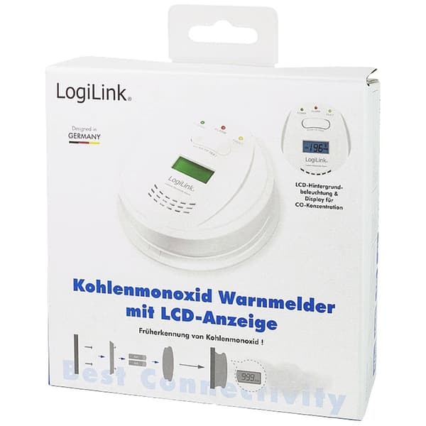 LogiLink SC0111 Kolmonoxid-detektor batteri Detektering Kolmonoxid