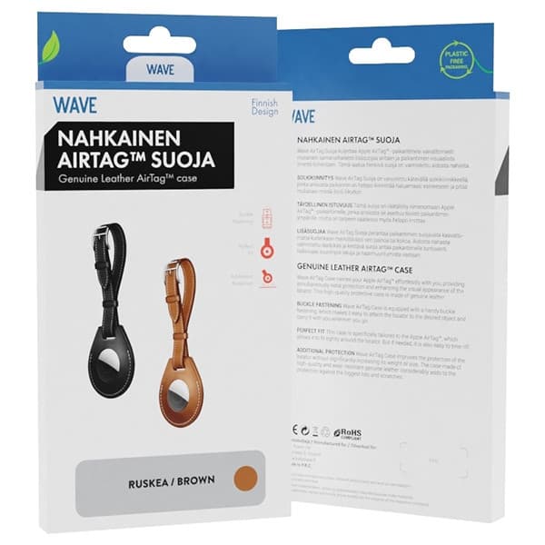 Wave Apple AirTag hållare i läder, brun