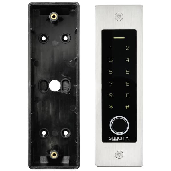 Sygonix SY-5231014 Fingeravtryck/RFID-åtkomstsystem Infälld 12 V/DC, 18 V/DC IP55 med upplyst knappsats
