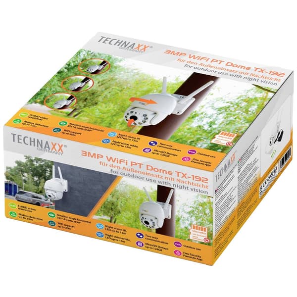Technaxx TX-192 4991 WiFi, LAN IP Övervakningskamera 2304 x 1296 pixel