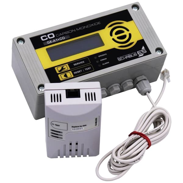 Schabus GX-A1+CO Kolmonoxid-detektor med extern sensor 230 V Detektering Kolmonoxid