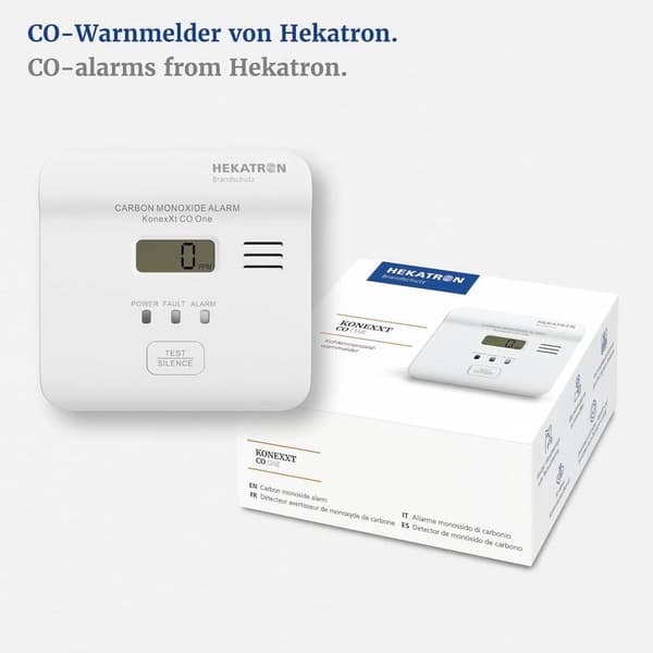 Hekatron KonexXt CO One Kolmonoxid-detektor inkl. 10 års batteri batteri Detektering Kolmonoxid