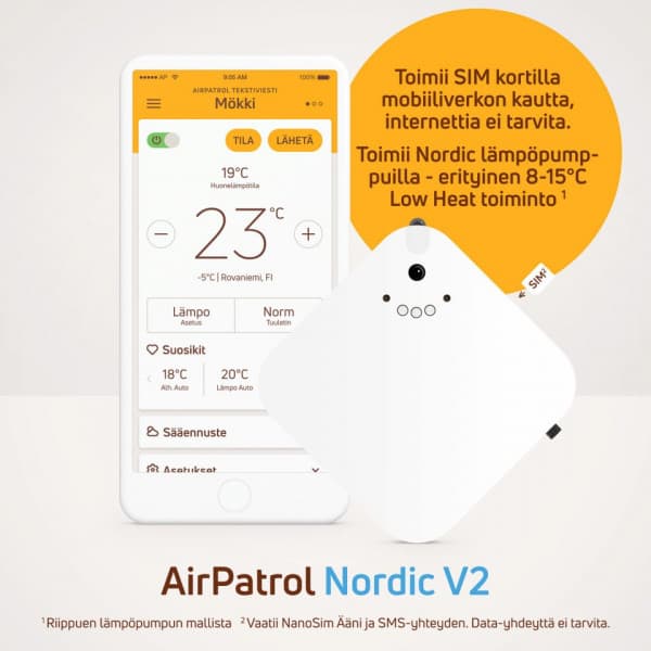 AirPatrol Nordic V2 -ilmalämpöpumpun GSM-ohjain