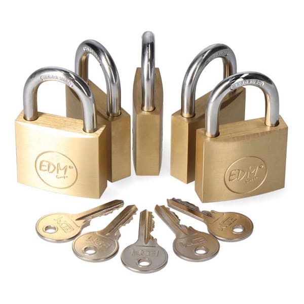 Edm Hänglås 40x23 With 5 Keys 5 Enheter With 5 Keys Guld