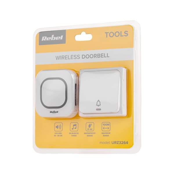 Rebel trådlös dörrklocka (med 230V-kontakt) - 58 melodier
