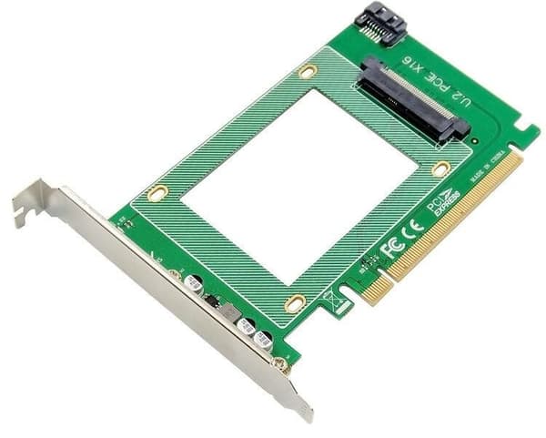 PCIe X16 U.2 SFF8639 ProXtend SSD-adapterkort, PX-SA-10147 Sølv, Grøn