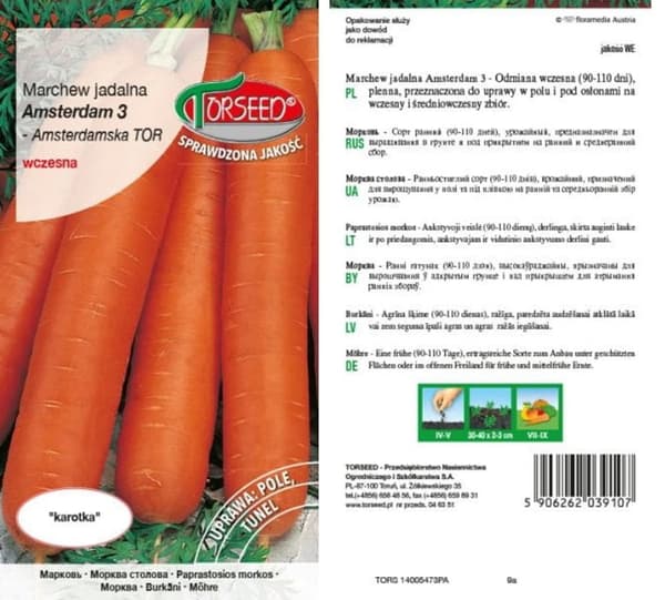 Porkkanansiemenet Amsterdam 3 kpl Torseed 5g