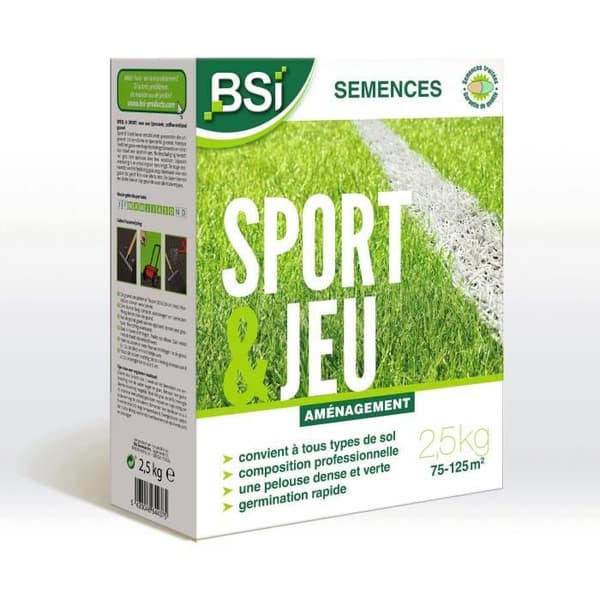 BSI - Nurmikonsiemen - Urheilu ja pelit - Suojapinnoitteella - Korkealaatuinen - jopa 125 m² - 2.5 kg