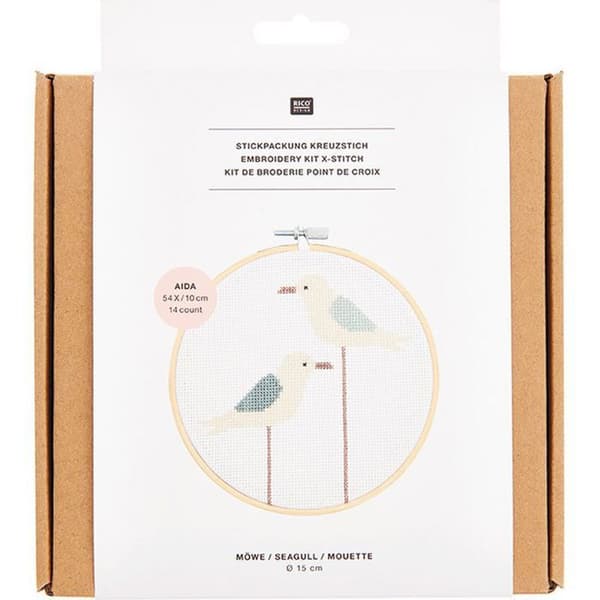 Broderikit - RICO DESIGN - Måsar - Flerfärgad - 15 cm - Nybörjare