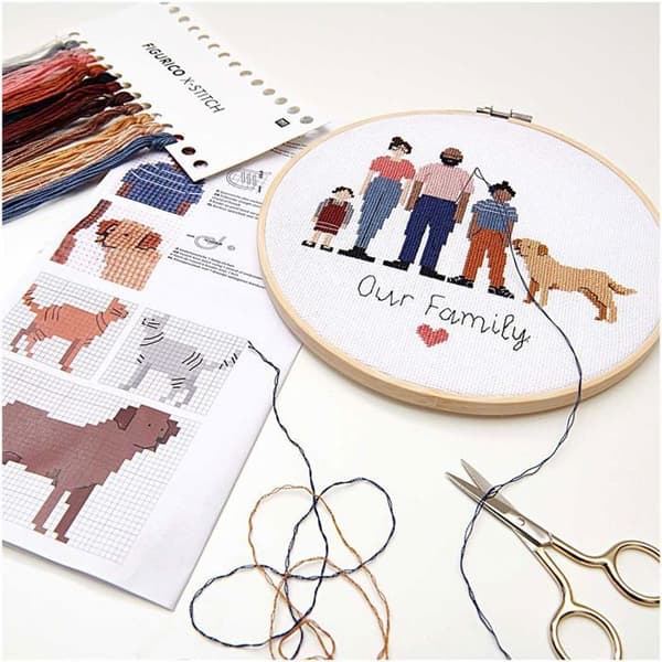 Broderi kit - familj