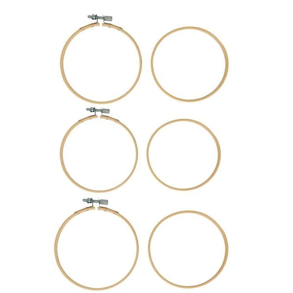 3 broderieringar i trä 10 cm