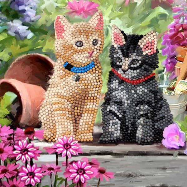 Kit för broderi med diamant 18x18cm Kattunge